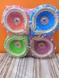 Coloured Clay Diya Set
