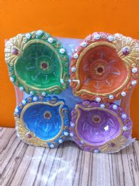 Coloured Clay Diya Set