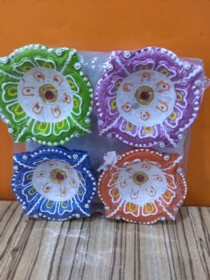 Coloured Clay Diya Set