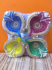 Coloured Clay Diya Set