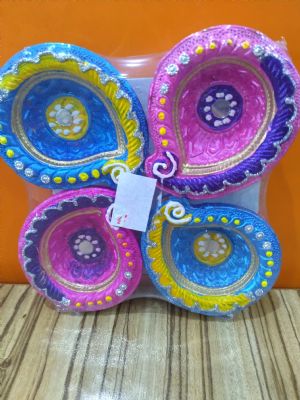 Coloured Clay Diya Set