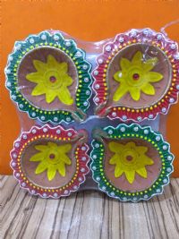Coloured Clay Diya Set